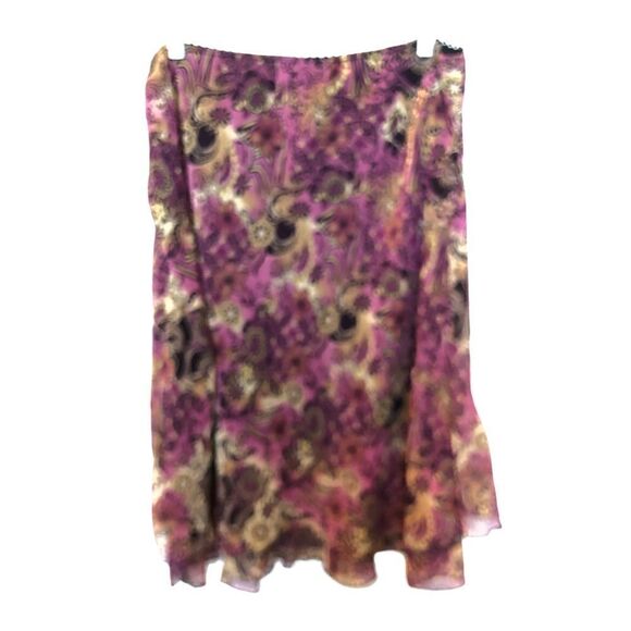 Briggs New York Skirt Midi purple/brown floral lined XL - Picture 3 of 7